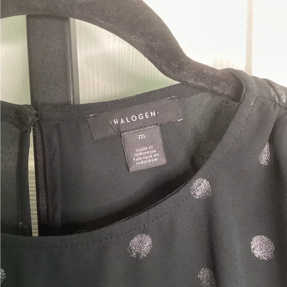Halogen Black and Silver Polka Dot Blouse, size Medium - Picture 2 of 4